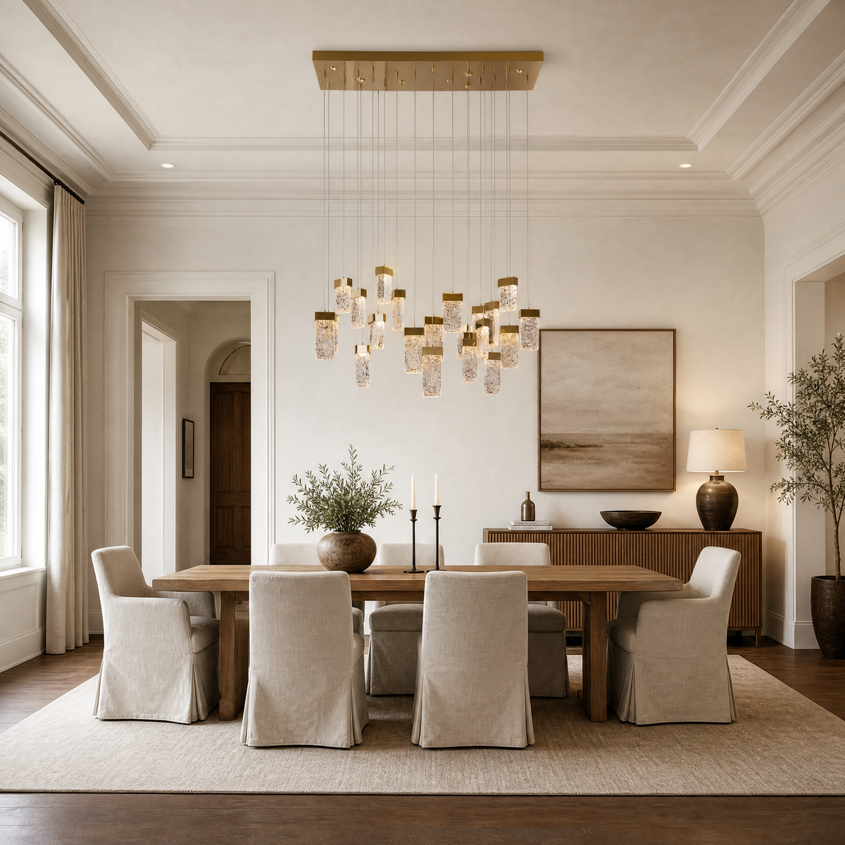 Knox Glass Linear Chandelier 47"