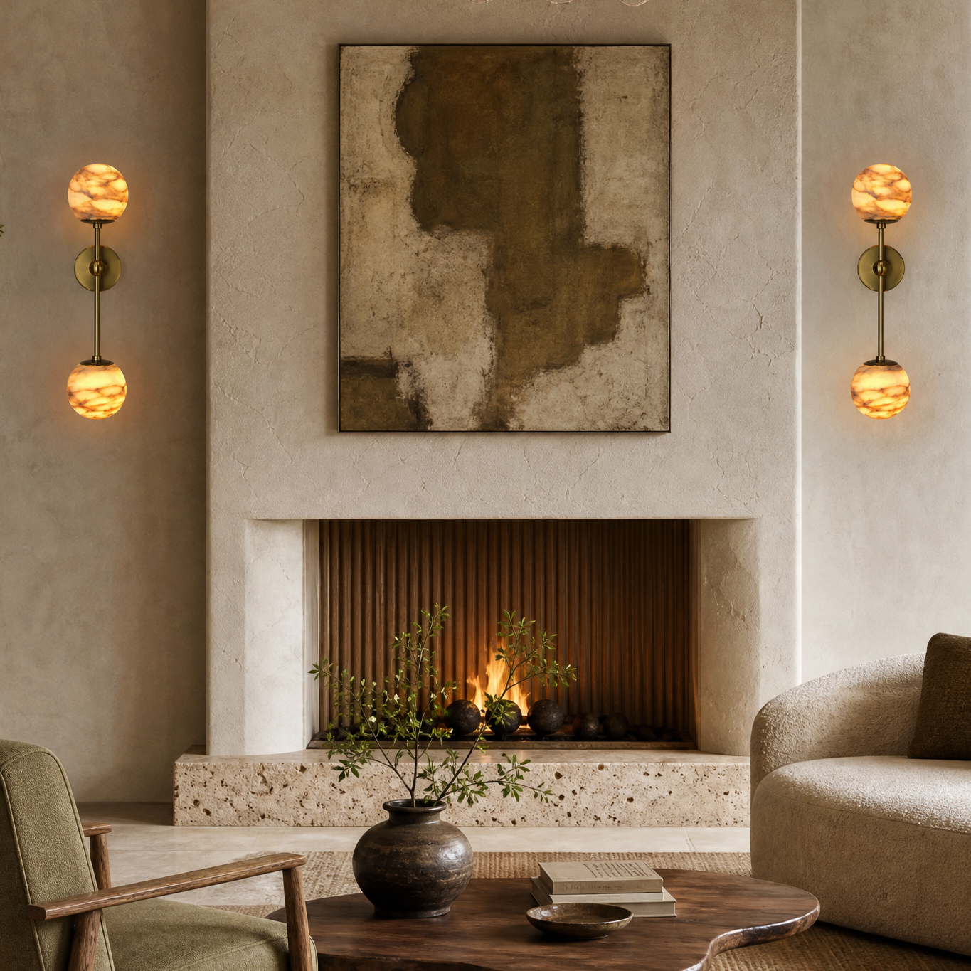 L1000 Marble Round Plate Pendant Light - Copper Color