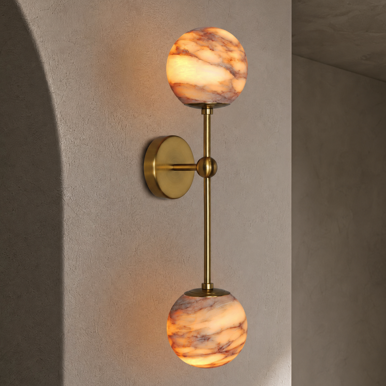 L1000 Marble Round Plate Pendant Light - Copper Color