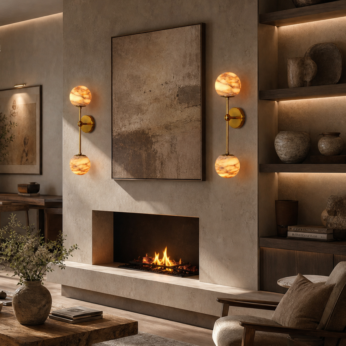 L1000 Marble Round Plate Pendant Light - Copper Color