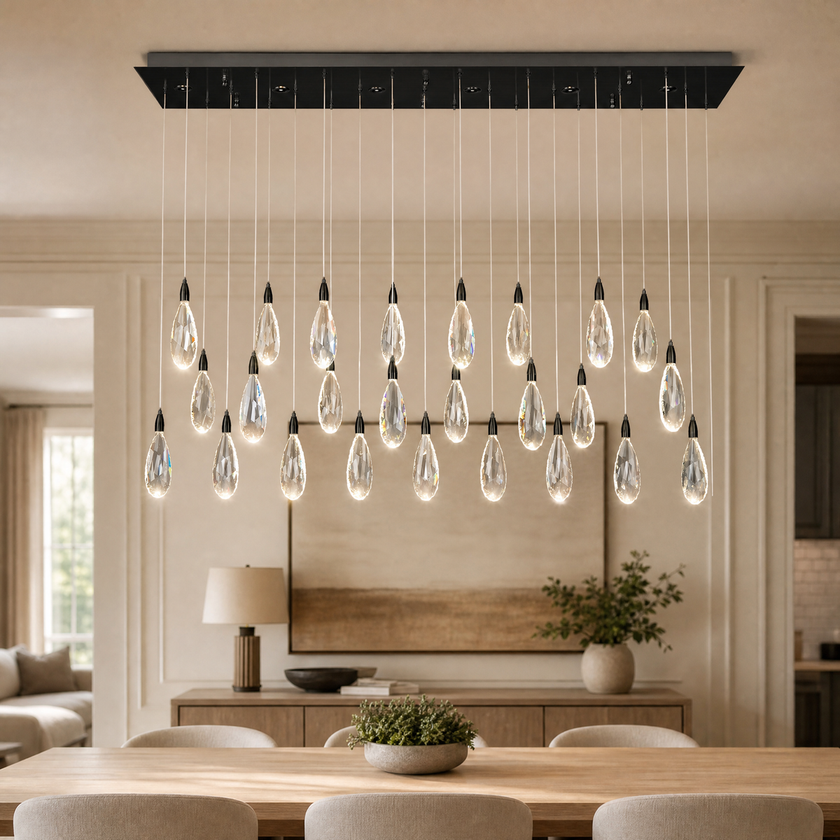 L1150 Teardrop Crystal Pendant Light - Black
