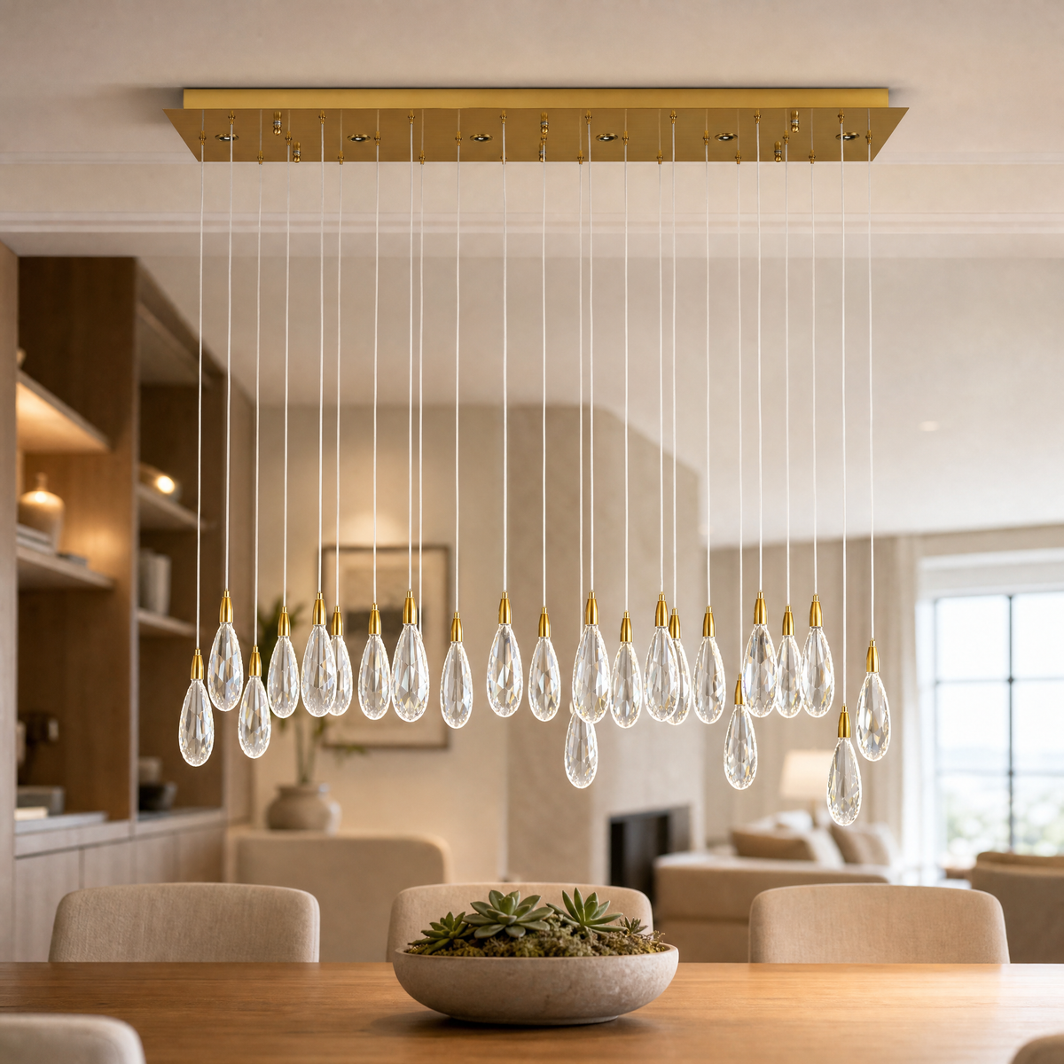 L1150 Teardrop Crystal Pendant Light - Copper