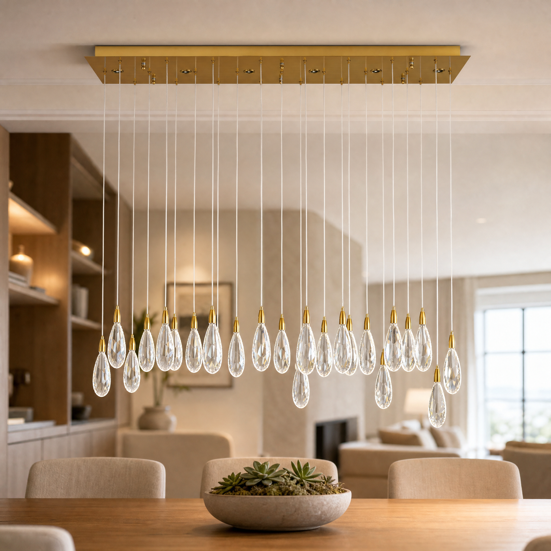 L1150 Teardrop Crystal Pendant Light - Copper