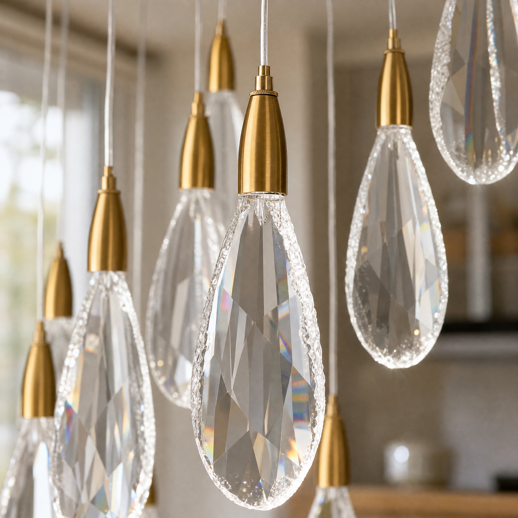 L1150 Teardrop Crystal Pendant Light - Copper