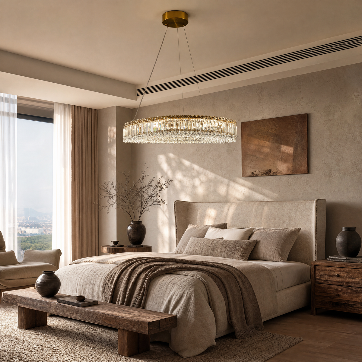 L1150 Teardrop Crystal Pendant Light - Copper