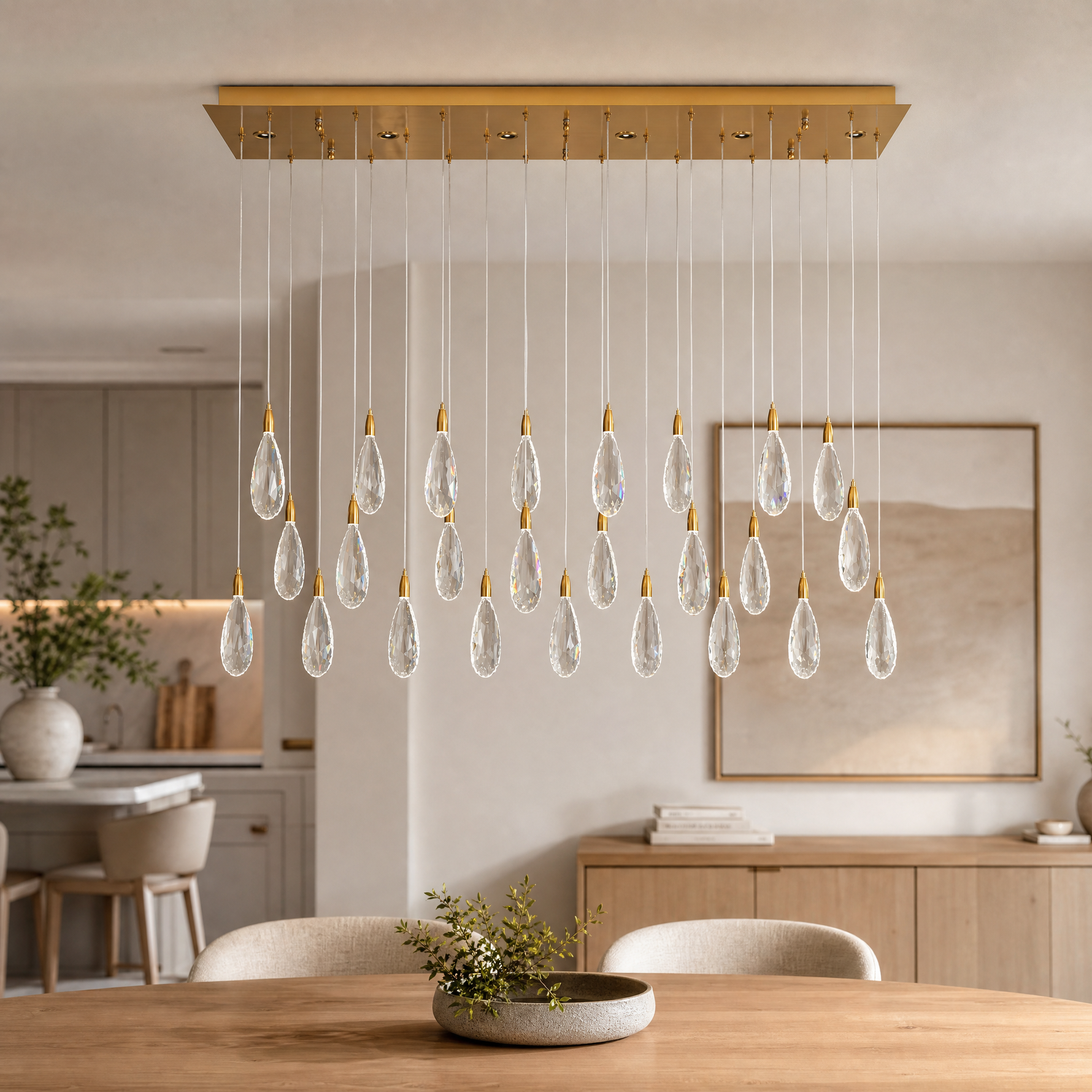 L1150 Teardrop Crystal Pendant Light - Copper