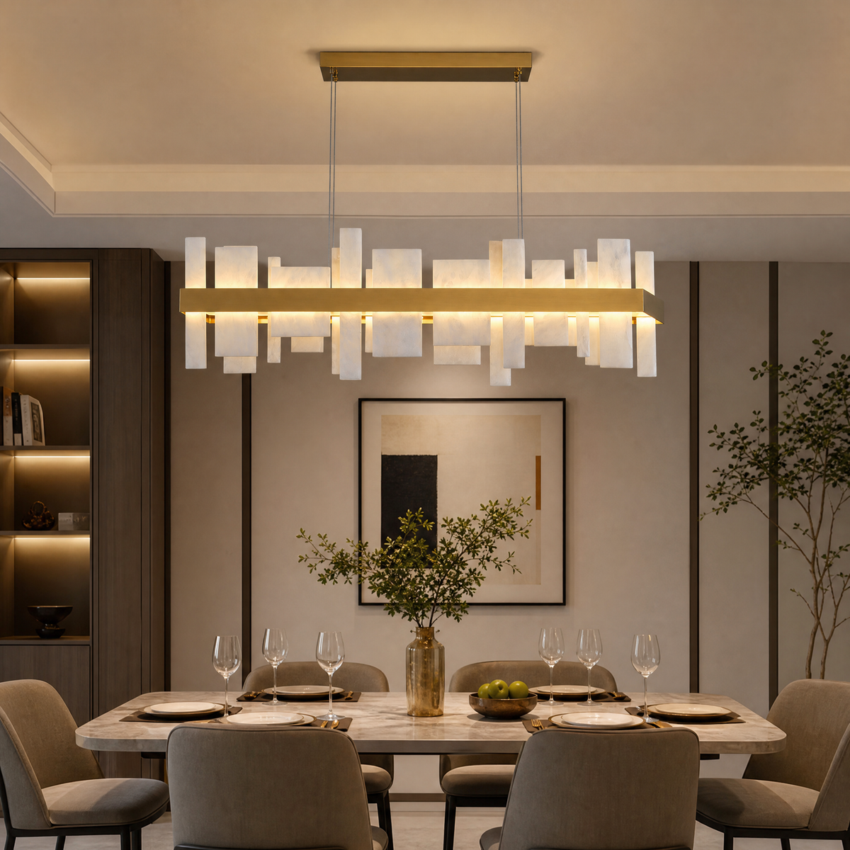 L1200-Marble Tile Pendant Light - Black