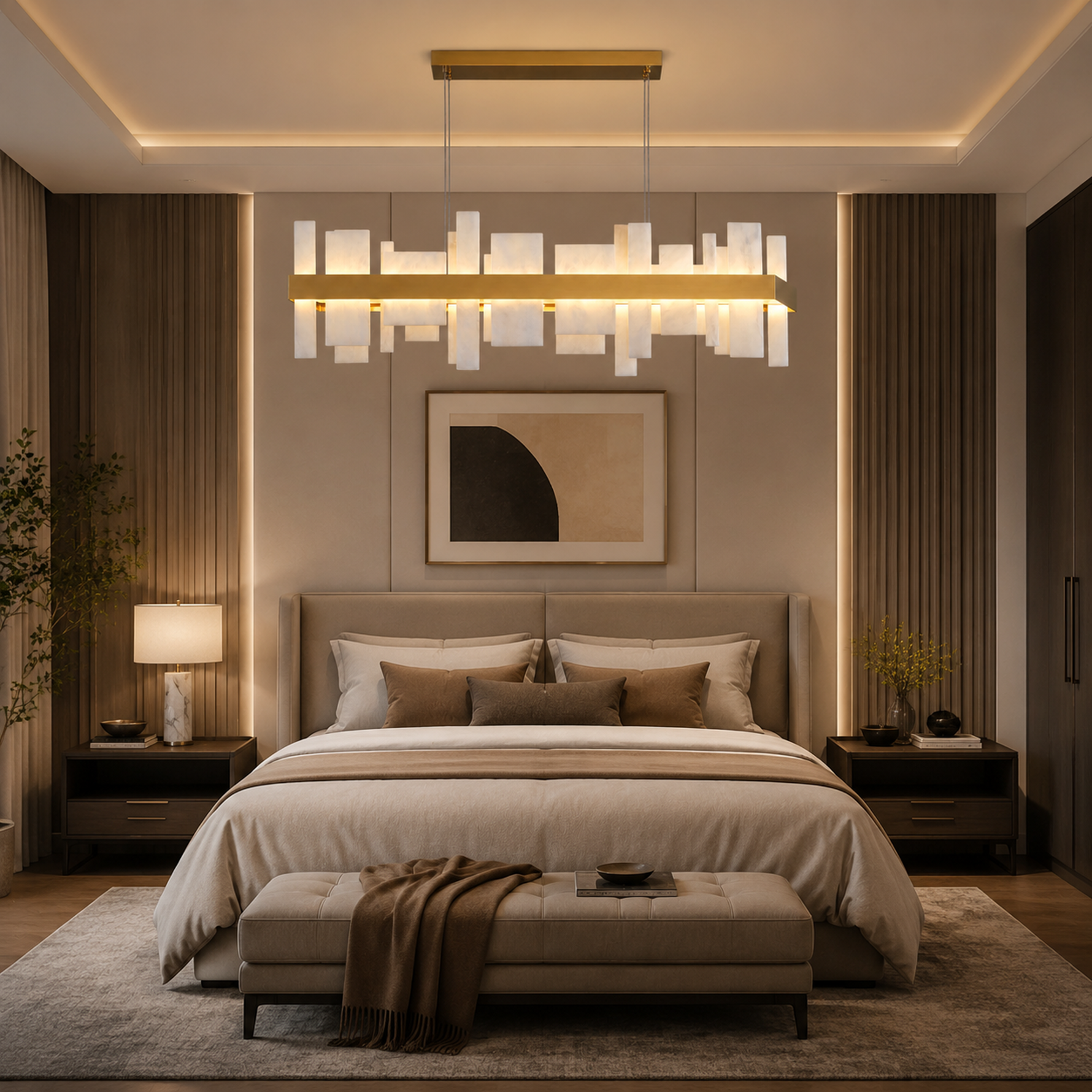 L1200-Marble Tile Pendant Light - Black
