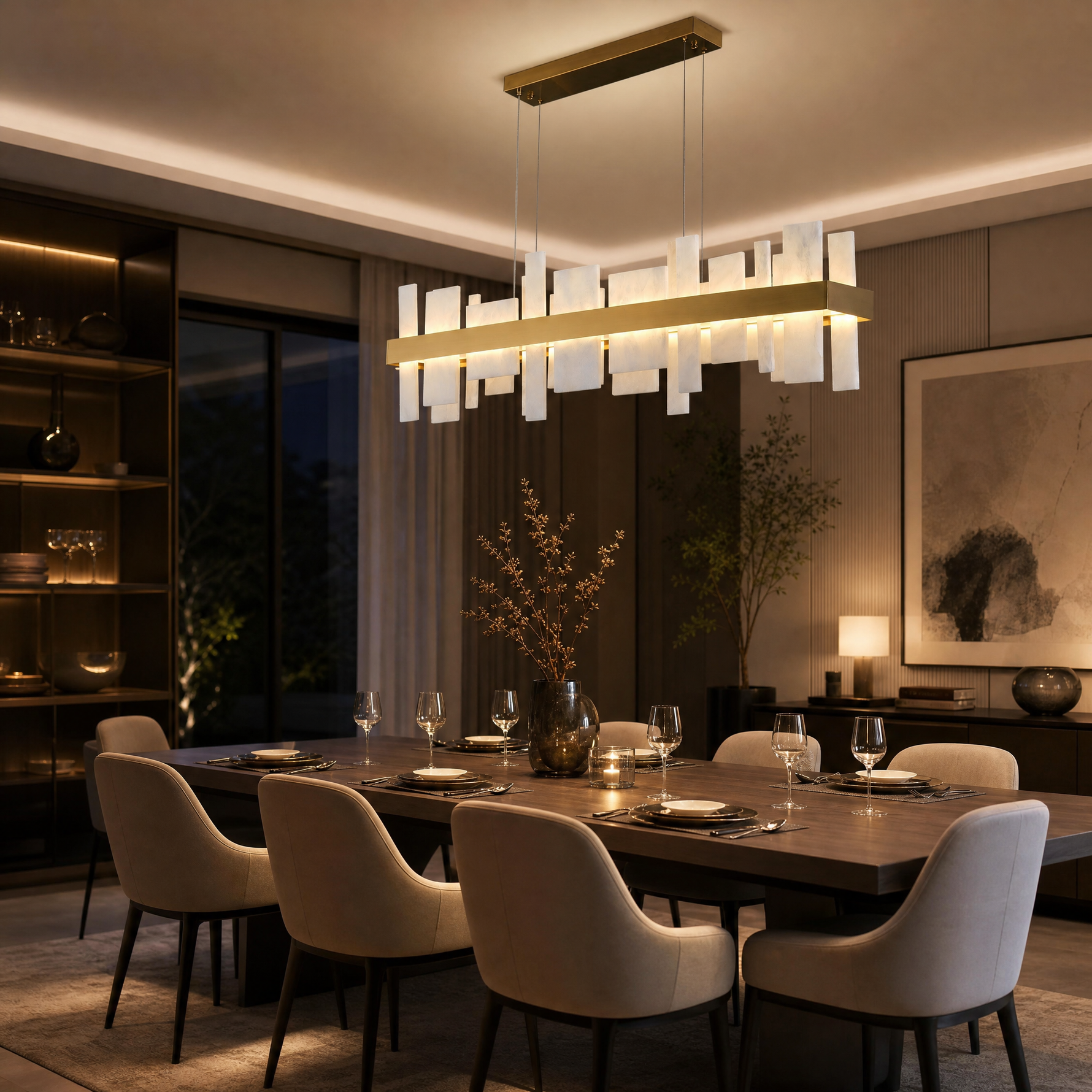 L1200-Marble Tile Pendant Light - Black