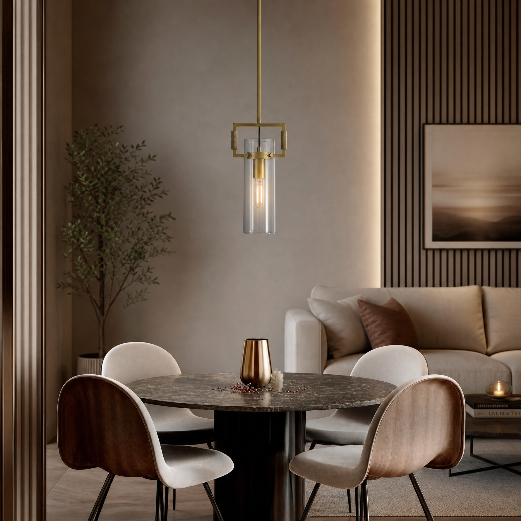 L1200-Marble Tile Pendant Light - Copper-Change Supplier
