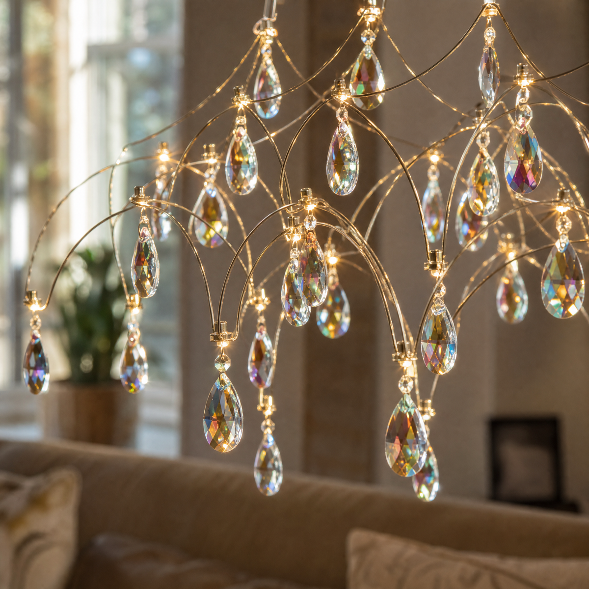 L125 Light Cube Crystal Pendant Light - Stainless Steel Color