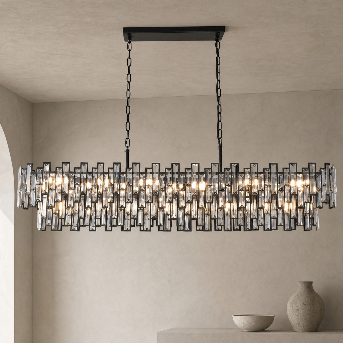L1400 Double Mirror Dining Pendant - Black