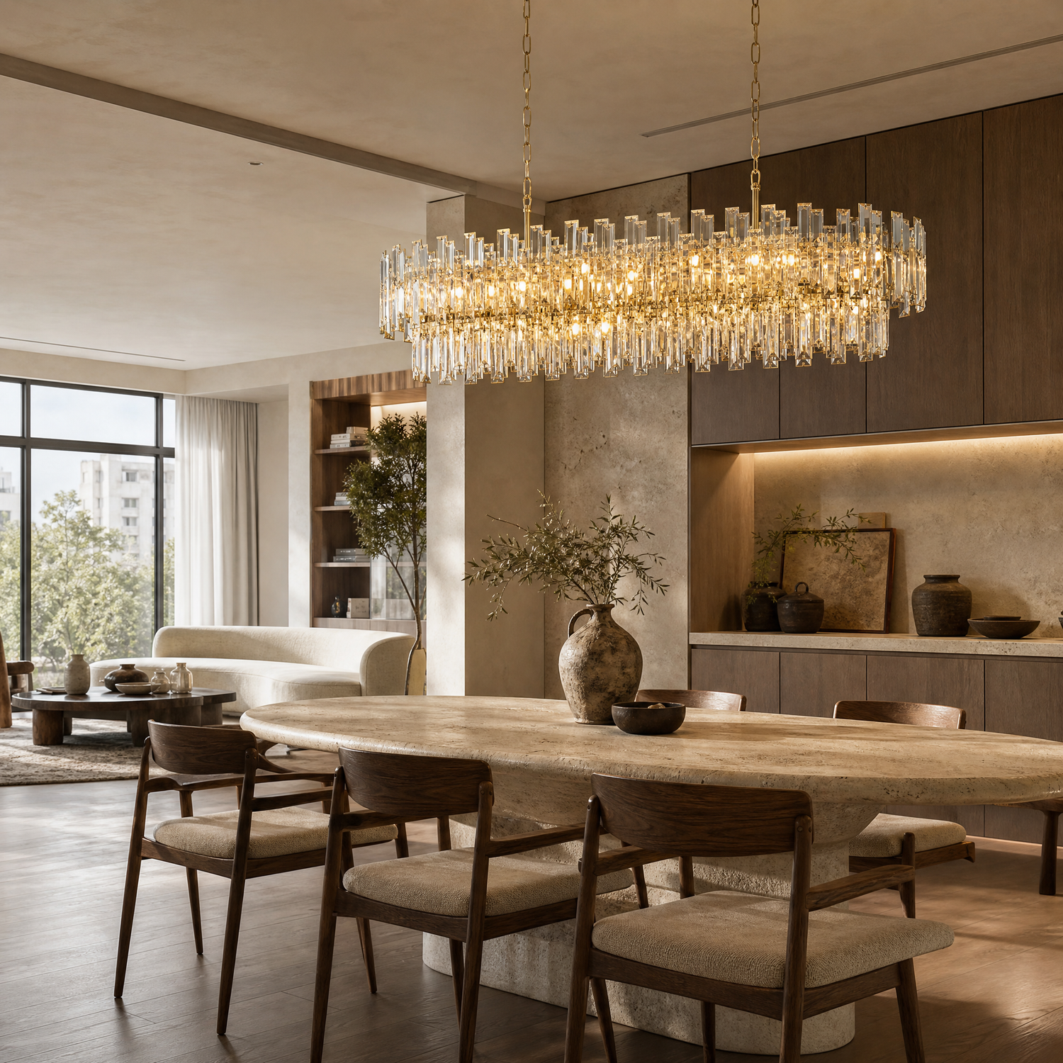 L1400 Double Mirror Dining Pendant Light - Gold