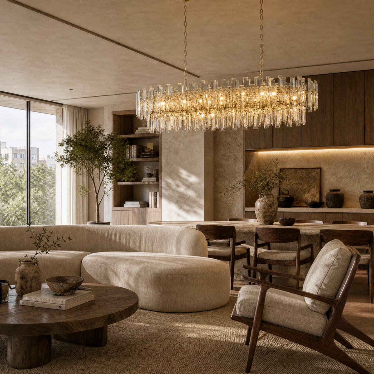 L1400 Double Mirror Dining Pendant Light - Gold