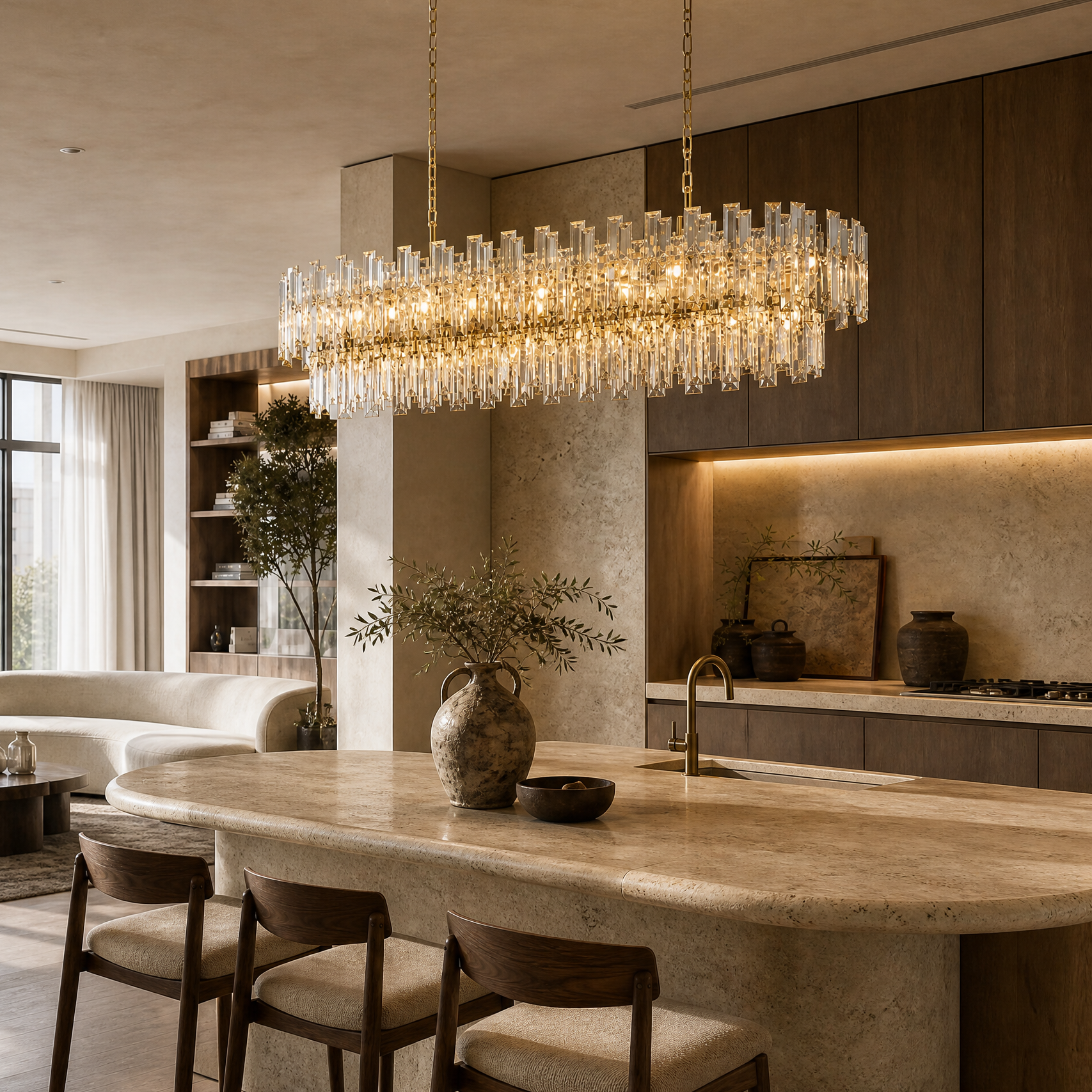L1400 Double Mirror Dining Pendant Light - Gold