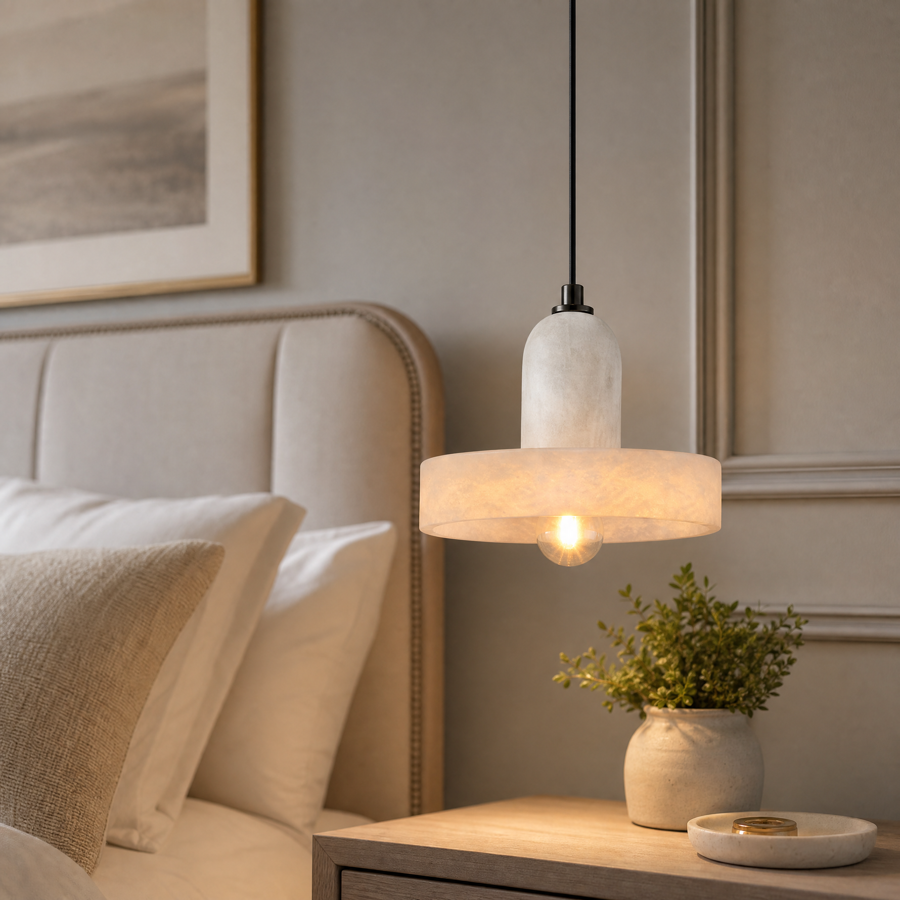 L910 Hook Piece Crystal Round Pendant Clear Light Color - Copper Color