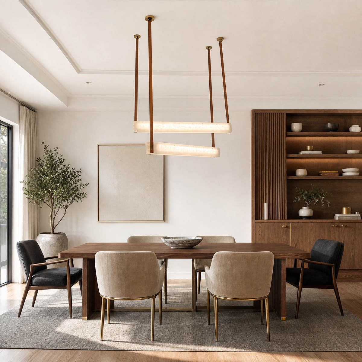 Lacora Modern Alabaster Linear Pendant Light