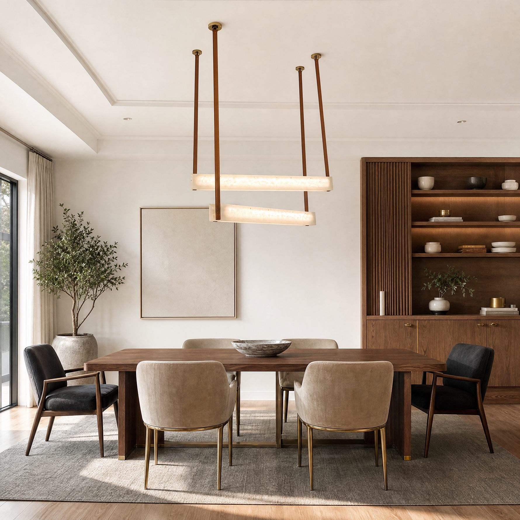 Lacora Modern Alabaster Linear Pendant Light