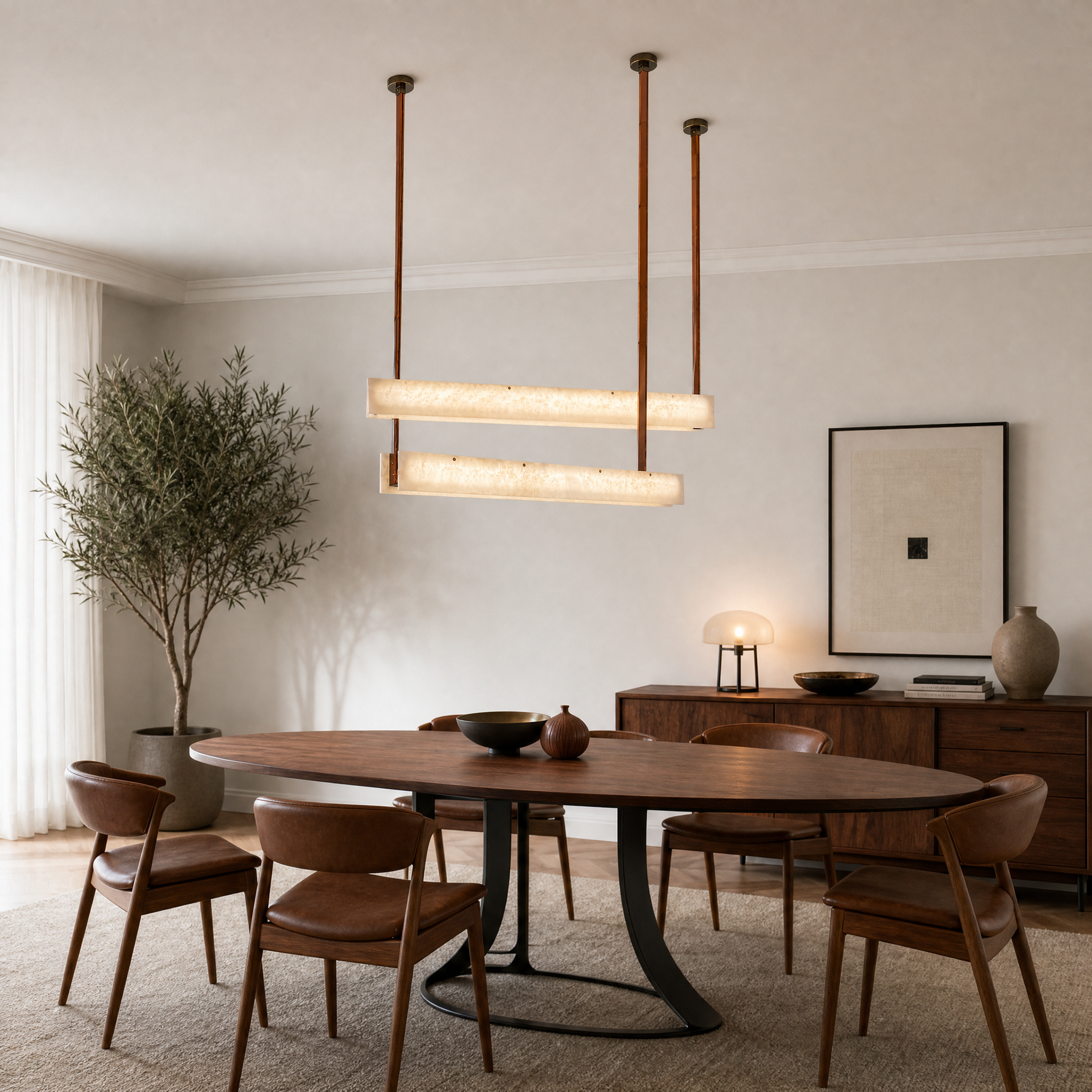 Lacora Modern Alabaster Linear Pendant Light