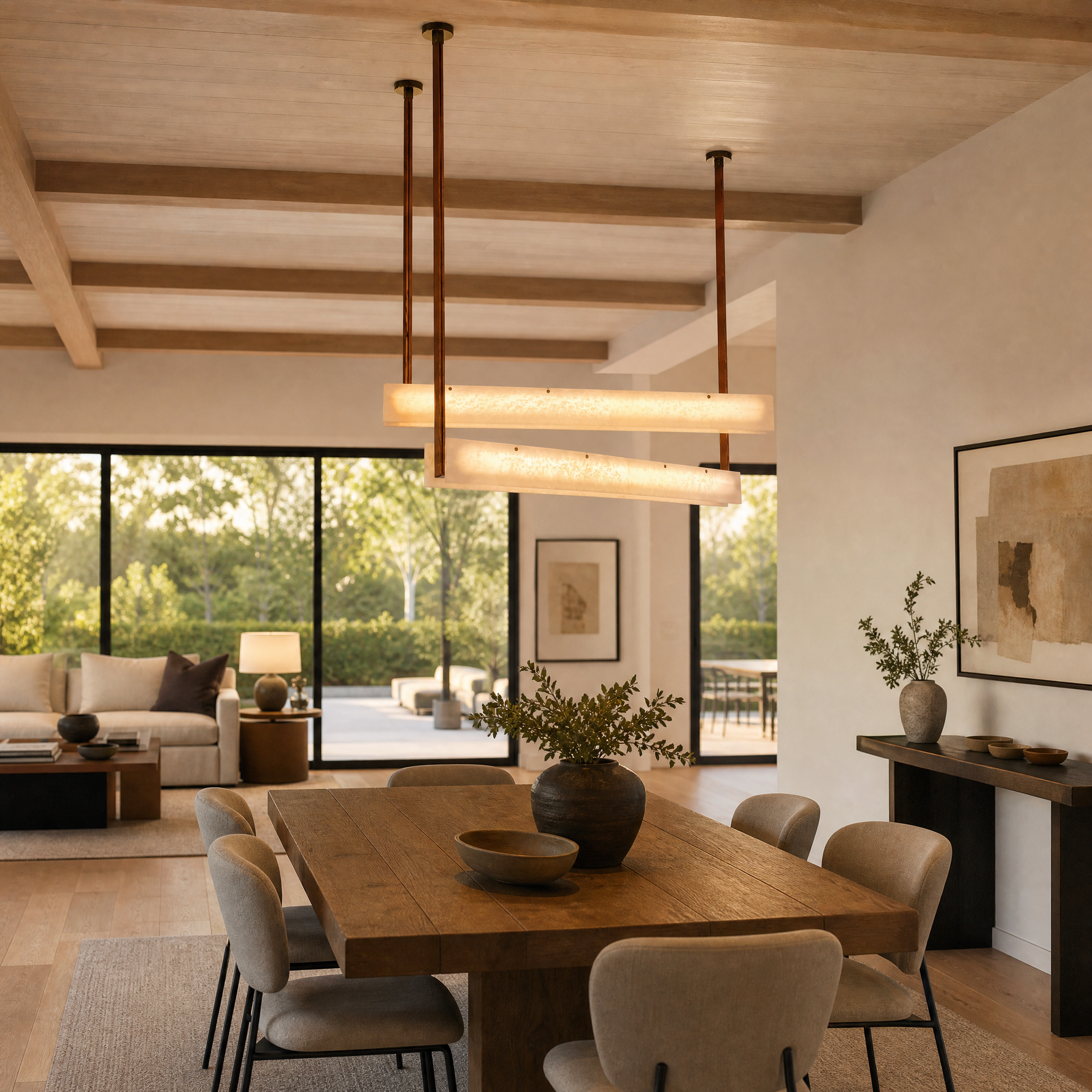 Lacora Modern Alabaster Linear Pendant Light