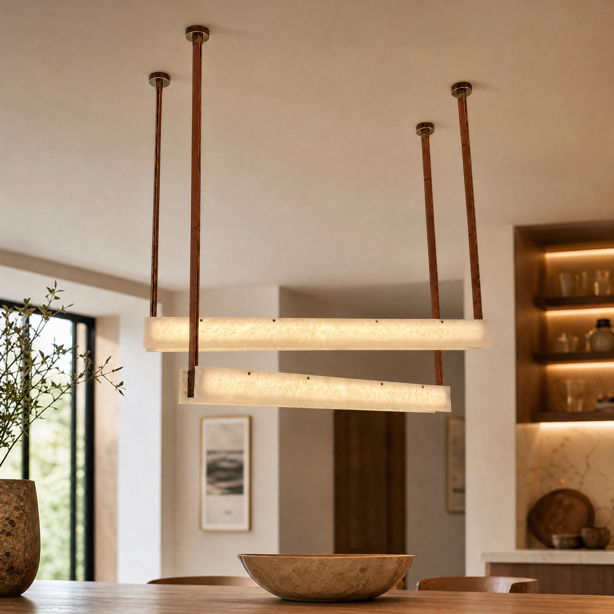 Lacora Modern Alabaster Linear Pendant Light