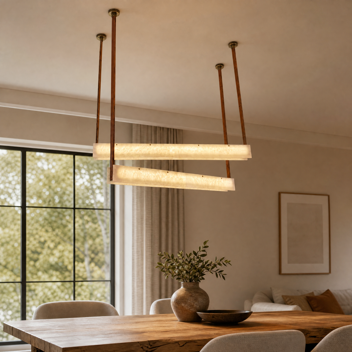 Lacora Modern Alabaster Linear Pendant Light