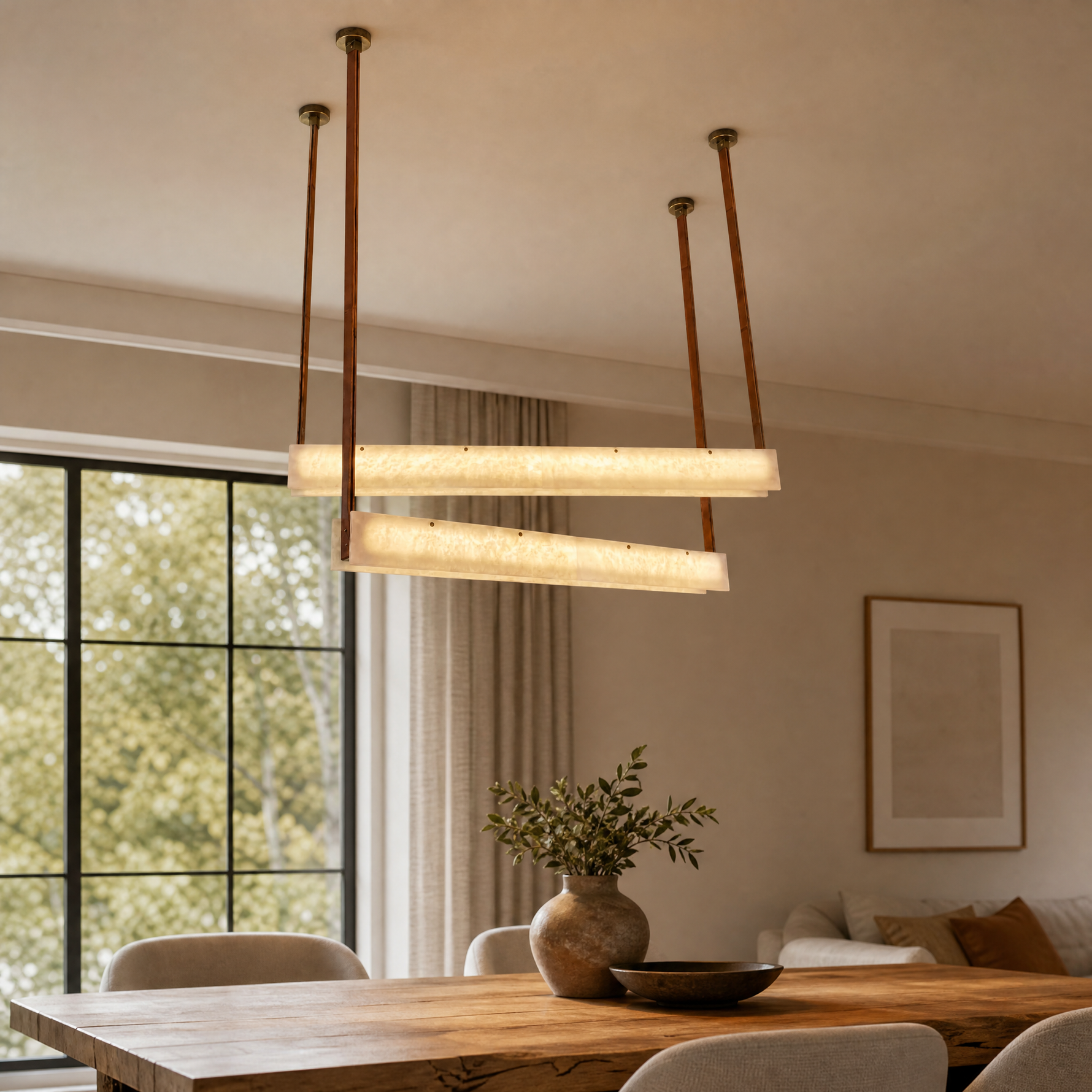 Lacora Modern Alabaster Linear Pendant Light