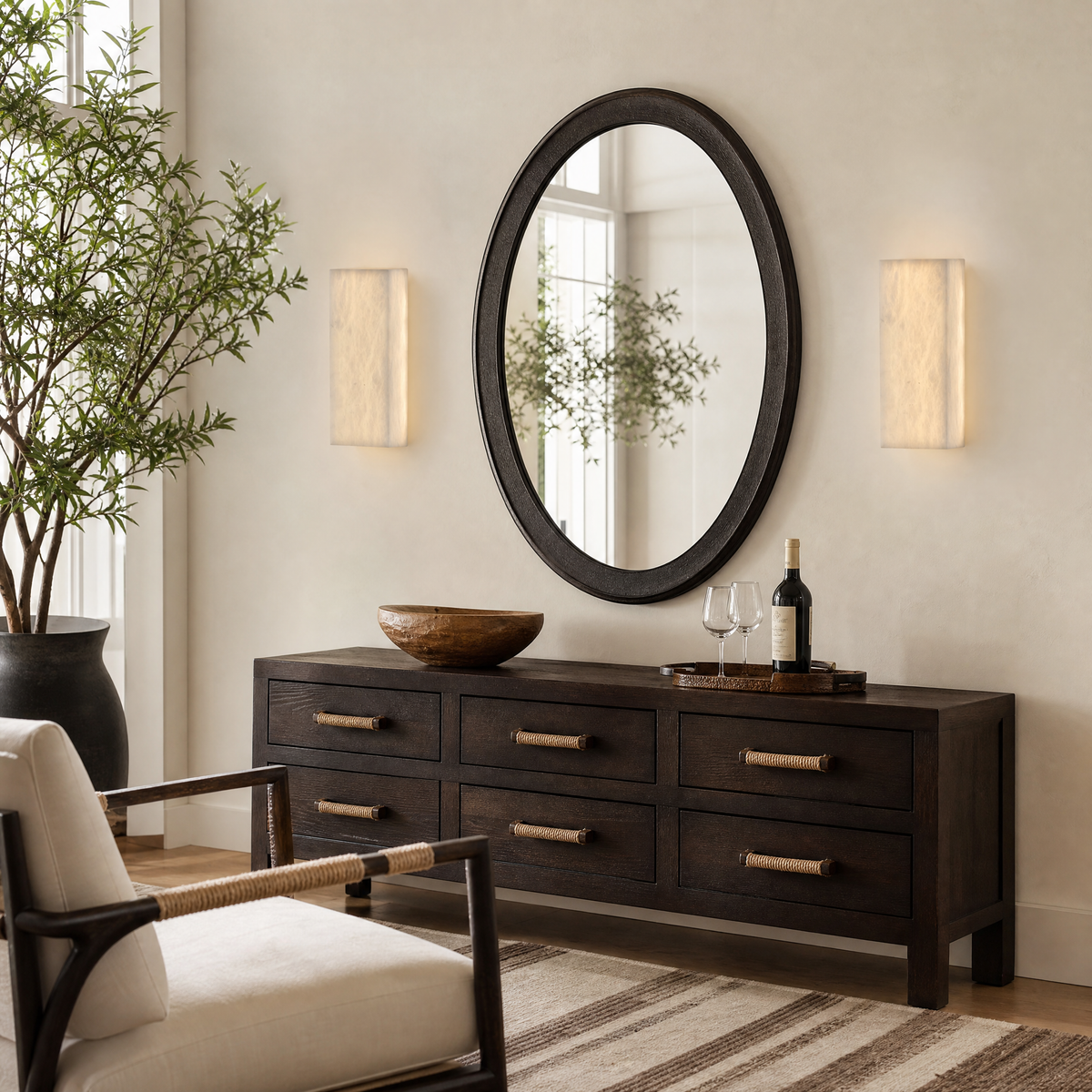 Lantern Box Compact Frame Alabaster Wall Sconce