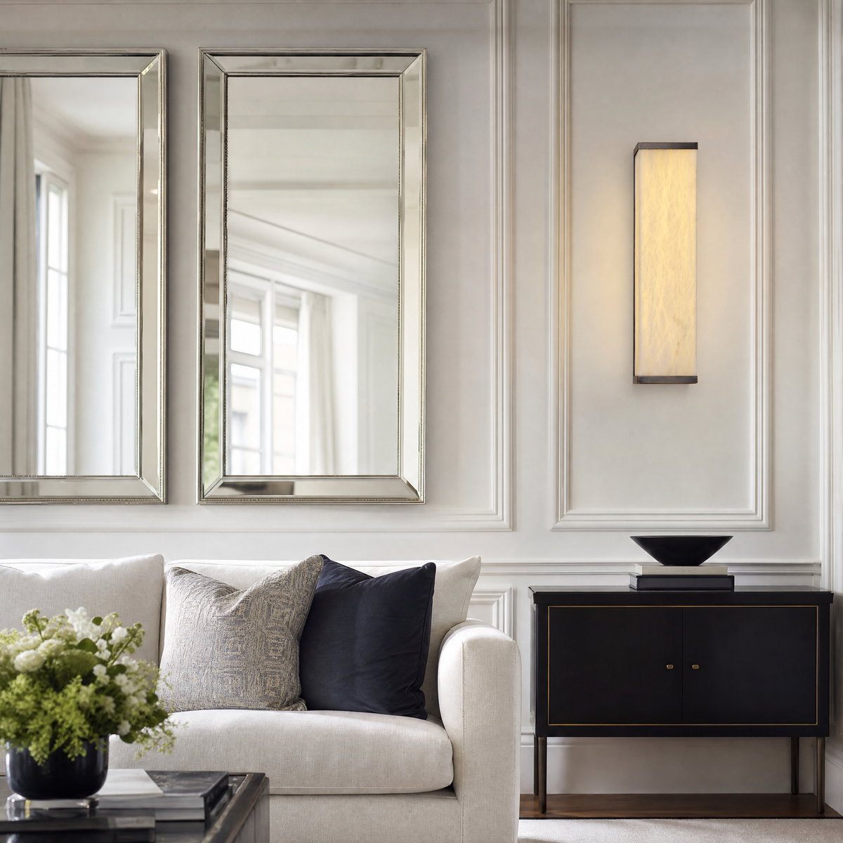 Lantern Box Minimal Alabaster Panel Wall Sconce