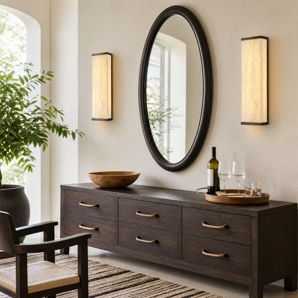 Lantern Box Minimal Alabaster Panel Wall Sconce