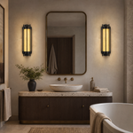 Lantern Box Round Cage Alabaster Wall Sconce