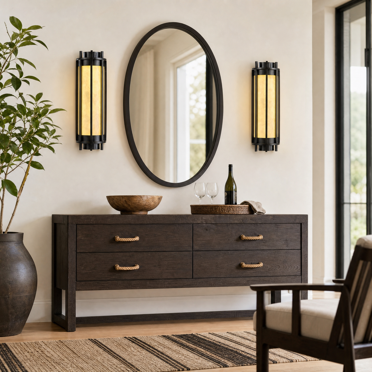 Lantern Box Round Cage Alabaster Wall Sconce