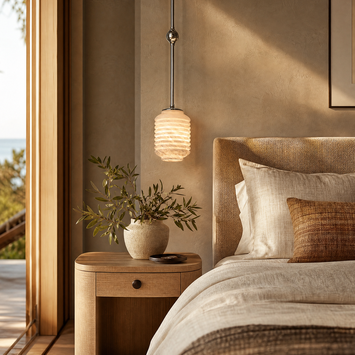 Lantern Cylinder Alabaster Pendant Light