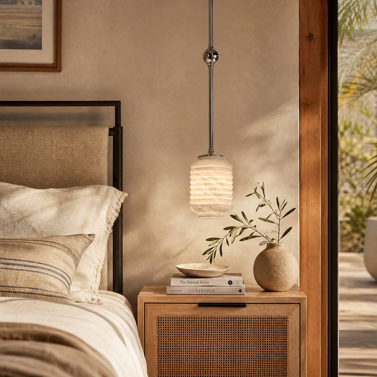 Lantern Cylinder Alabaster Pendant Light