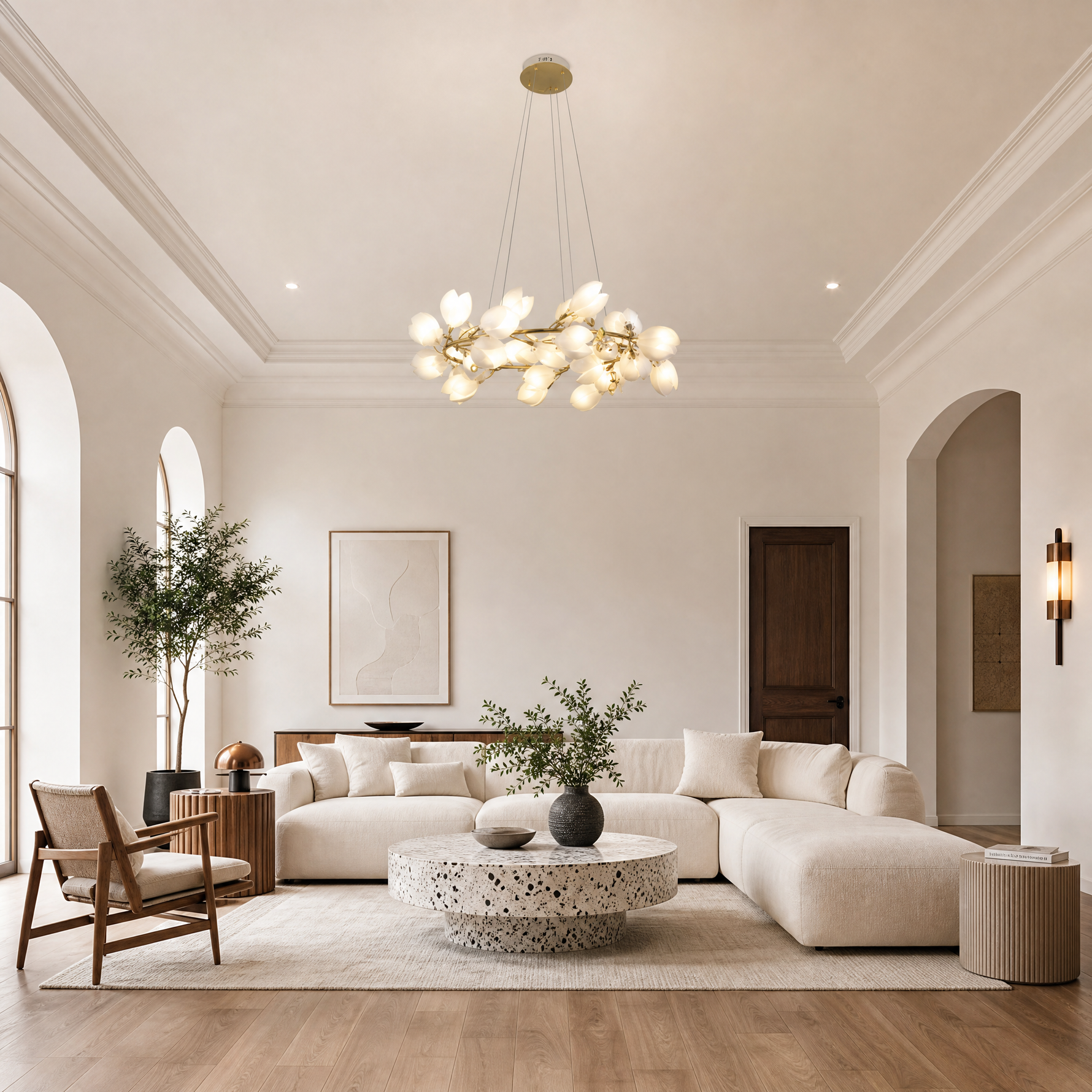 Lauro Ceramic Leaf Chandelier