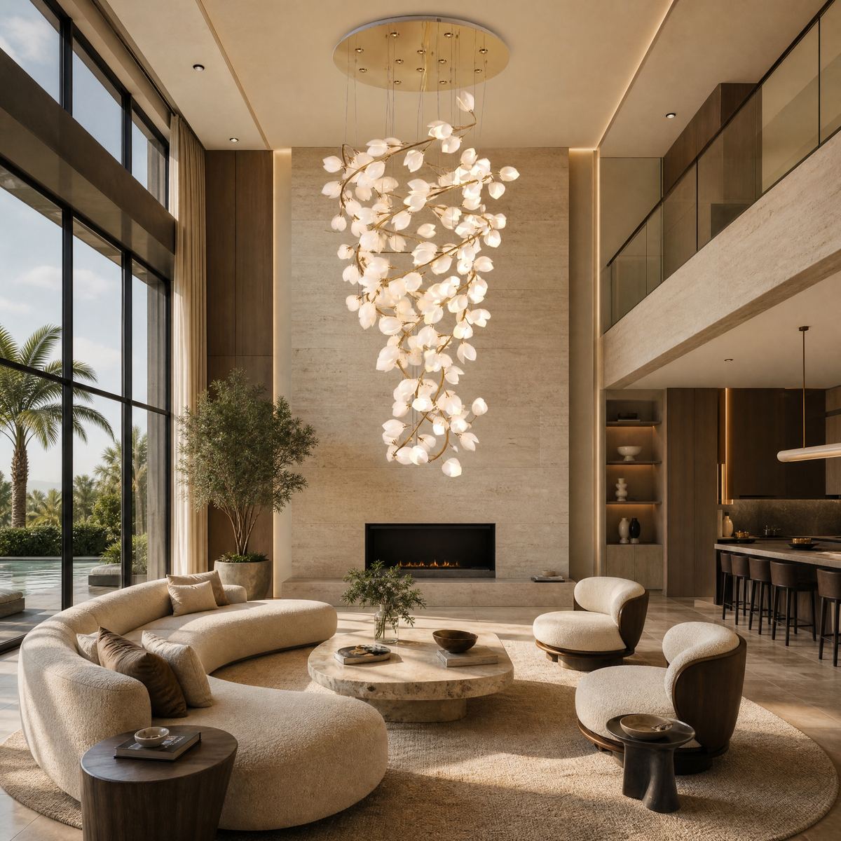 Lauro Ceramic Leaf Crown Chandelier