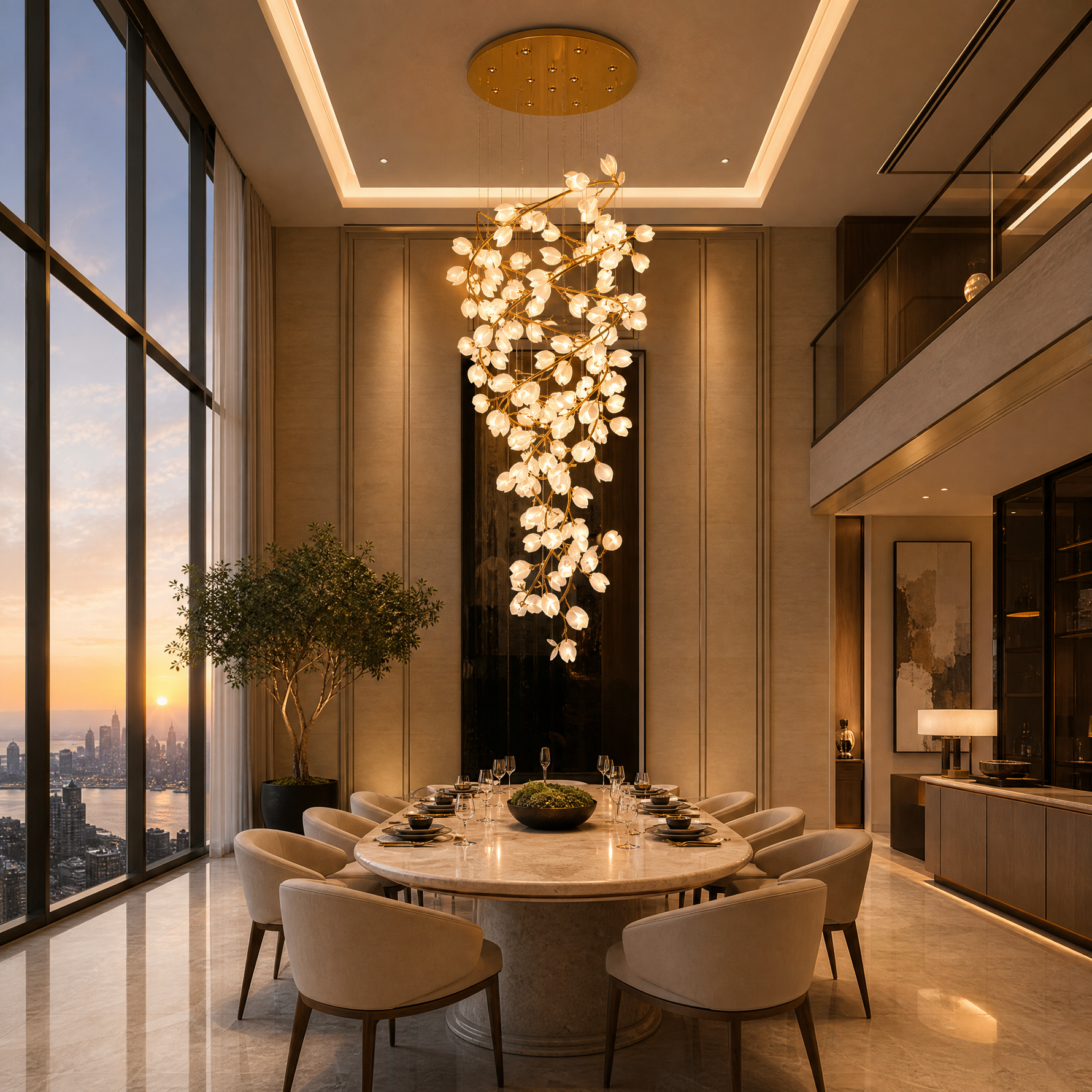 Lauro Ceramic Leaf Crown Chandelier