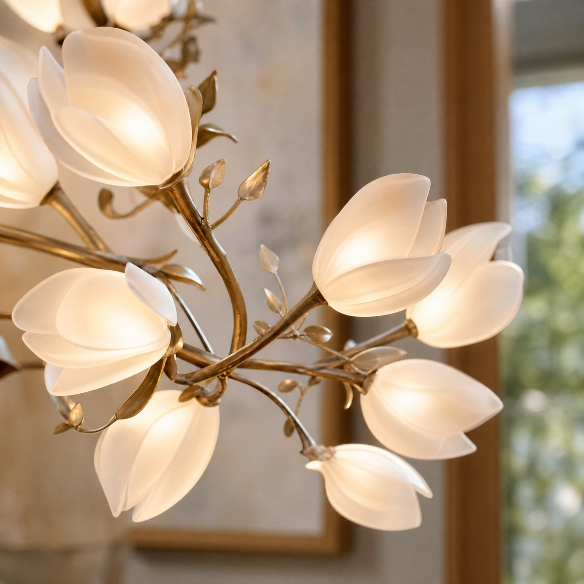 Lauro Ceramic Leaf Halo Chandelier
