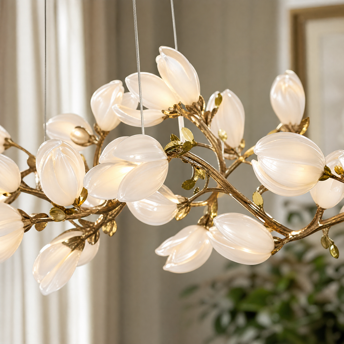 Lauro Ceramic Leaf Halo Chandelier