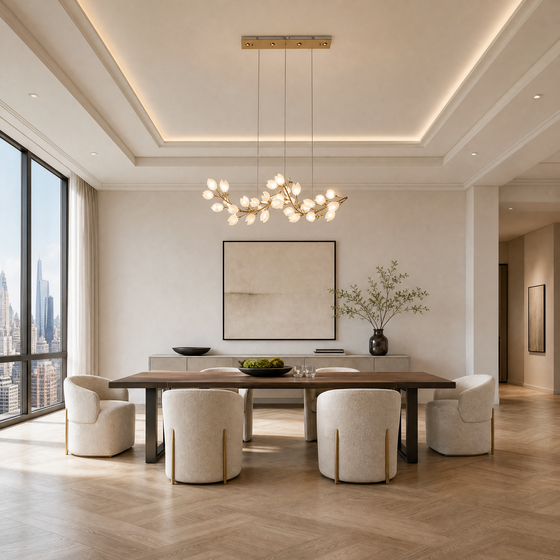 Lauro Ceramic Leaf Halo Chandelier