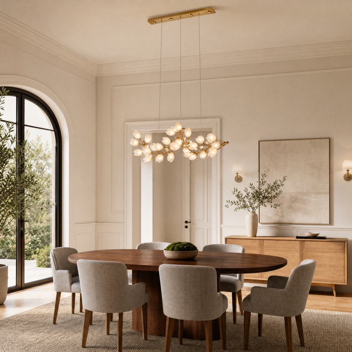 Lauro Ceramic Leaf Halo Chandelier