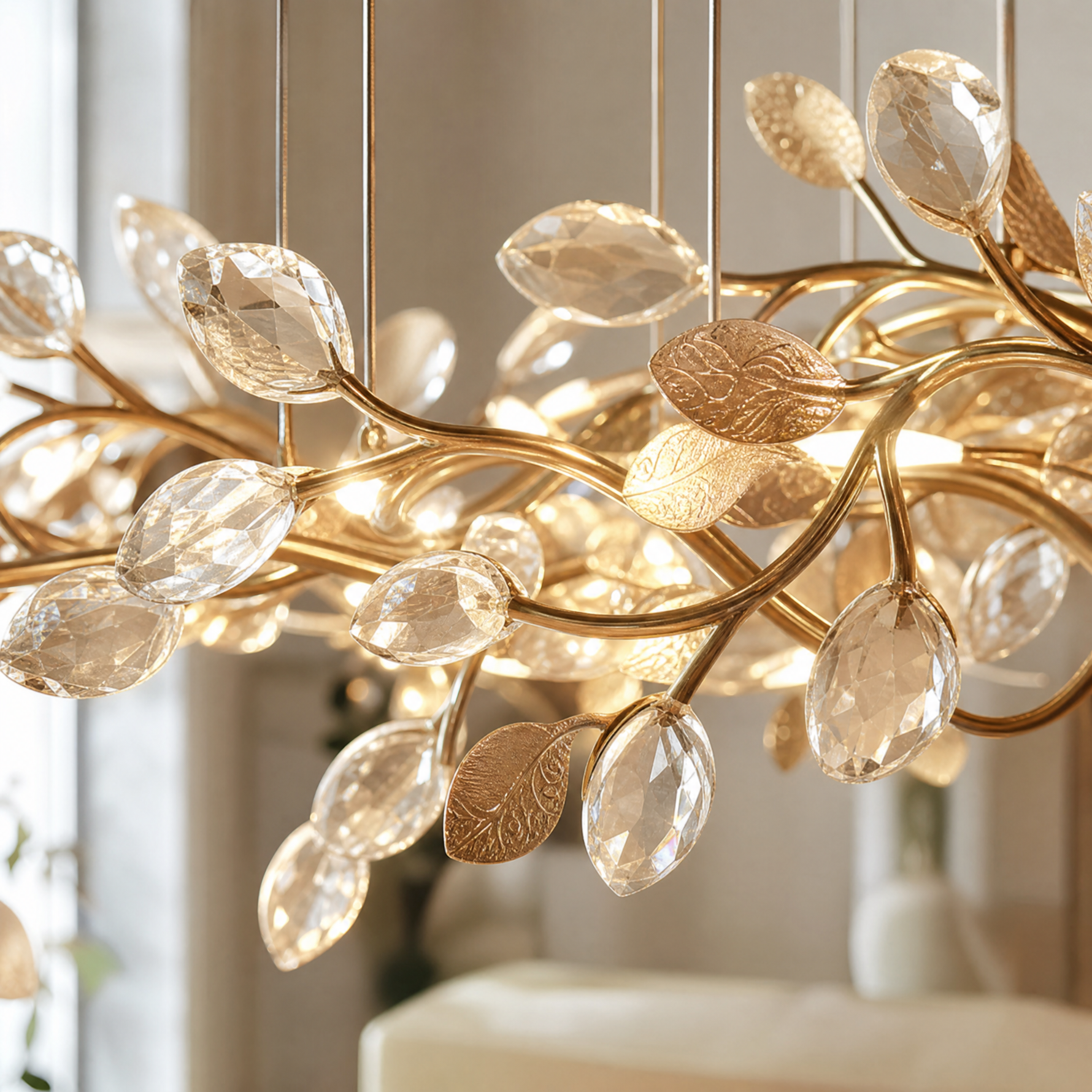 Lauro Ceramic Leaf Linear Chandelier