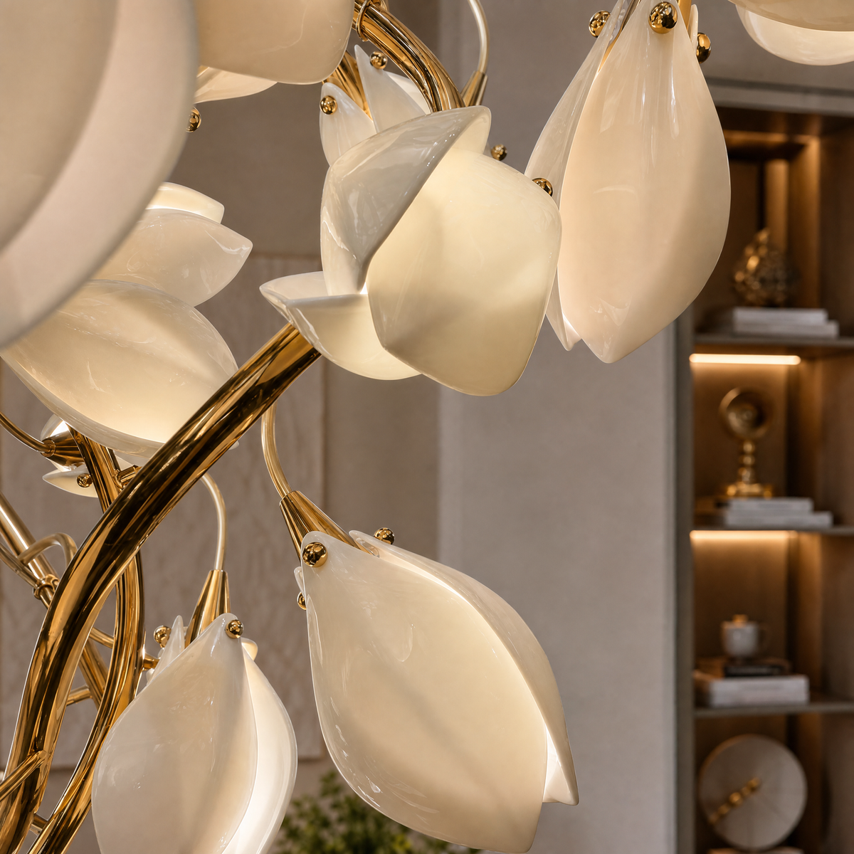 Lauro Ceramic Leaf Linear Chandelier