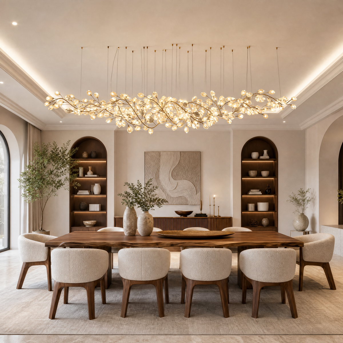 Lauro Ceramic Leaf Linear Chandelier