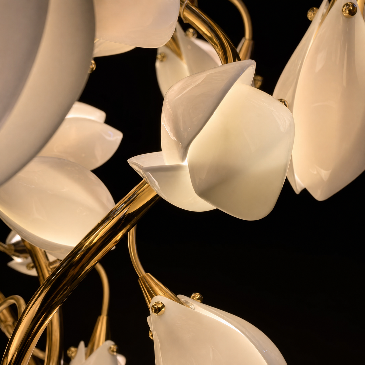 Lauro Ceramic Leaf Linear Chandelier