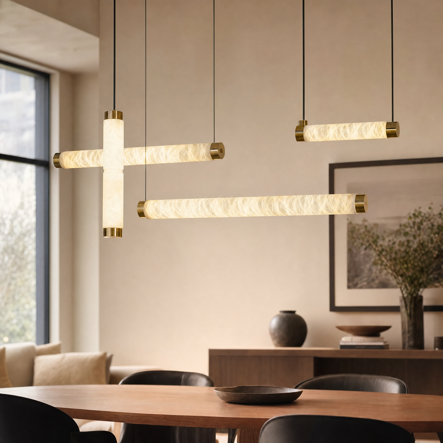 Linea Modern Brass Linear Pendant Light
