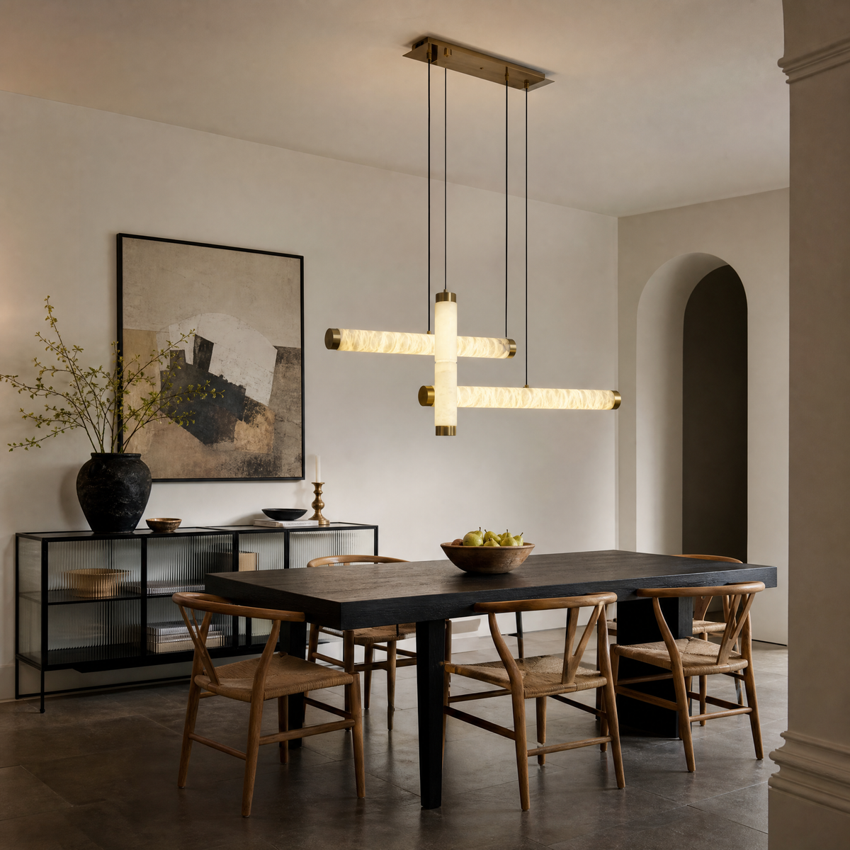 Linea Modern Brass Linear Pendant Light
