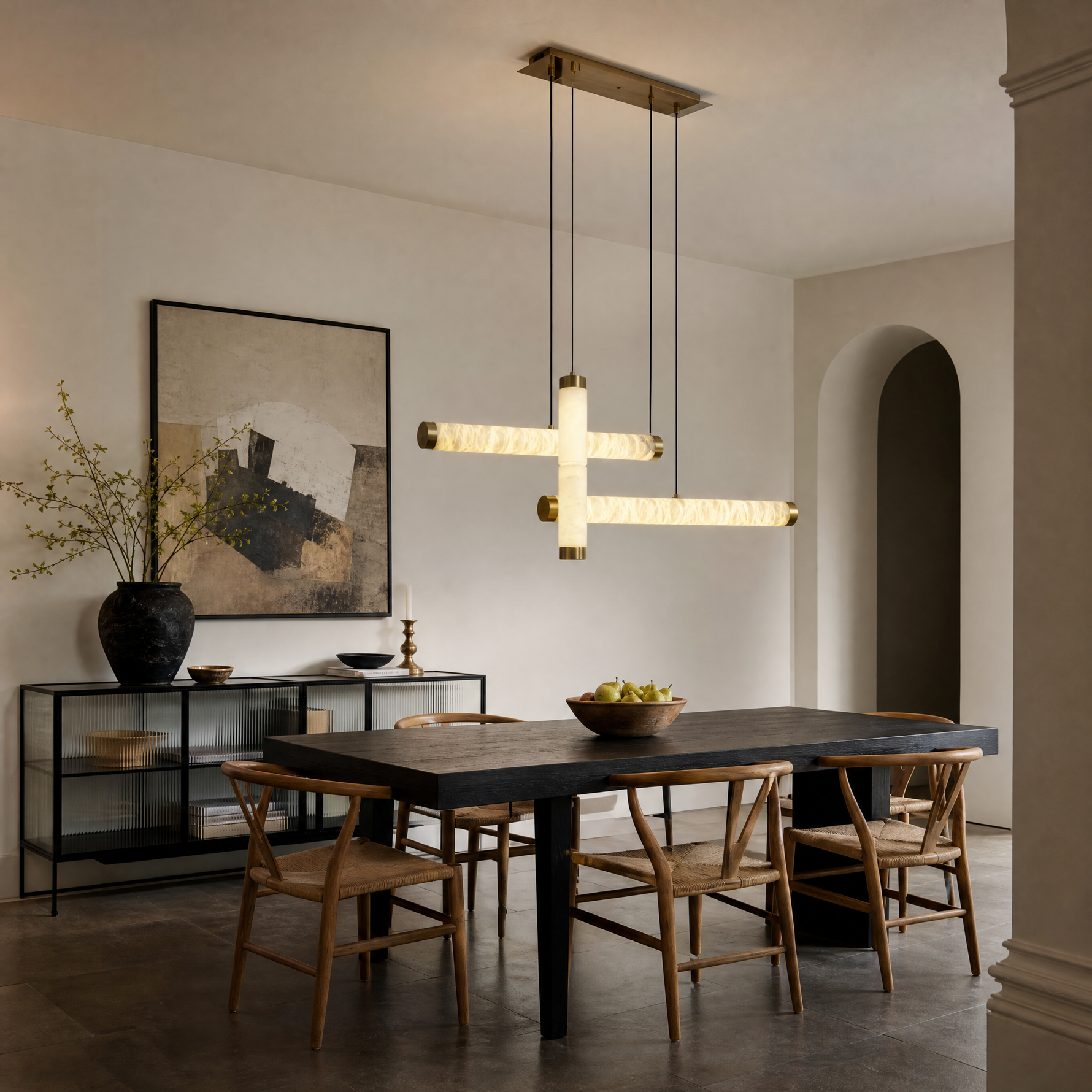 Linea Modern Brass Linear Pendant Light