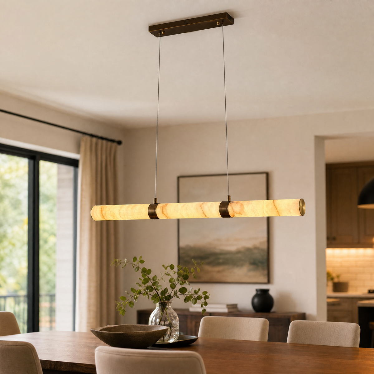 Linea Modern Linear Alabaster Pendant Light