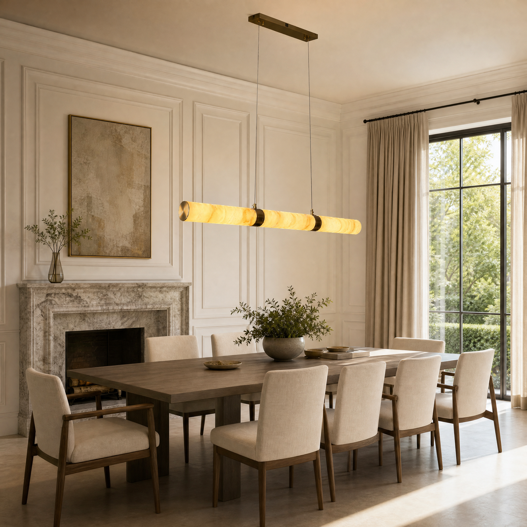 Linea Modern Linear Alabaster Pendant Light